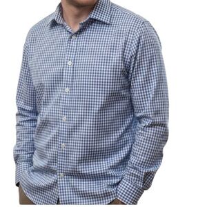 Black & Brown Blue White Check Egyptian Cotton Slim Fit Shirt Size 16 1/2